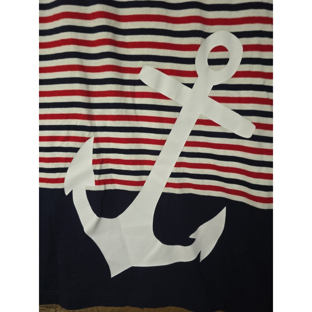 Nautica Striped Boho Chic Top XL Beach Coastal Nautical Travel Patriotic Vacay - Picture 3 of 4